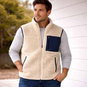 Telluride Clothing Co‎ Sherpa Fleece Vest Men's Small Cream Full Zip